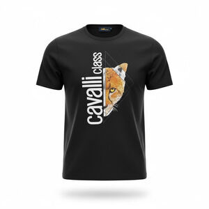 Robert Cavalli Class Hidden Cheetah Black Graphic T-Shirt - $150 Retail